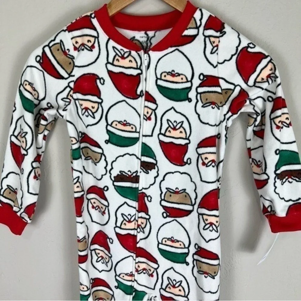 Carter's Santa Clause Fleece Footie Pajamas Christmas Holiday‎ Size 4 NEW